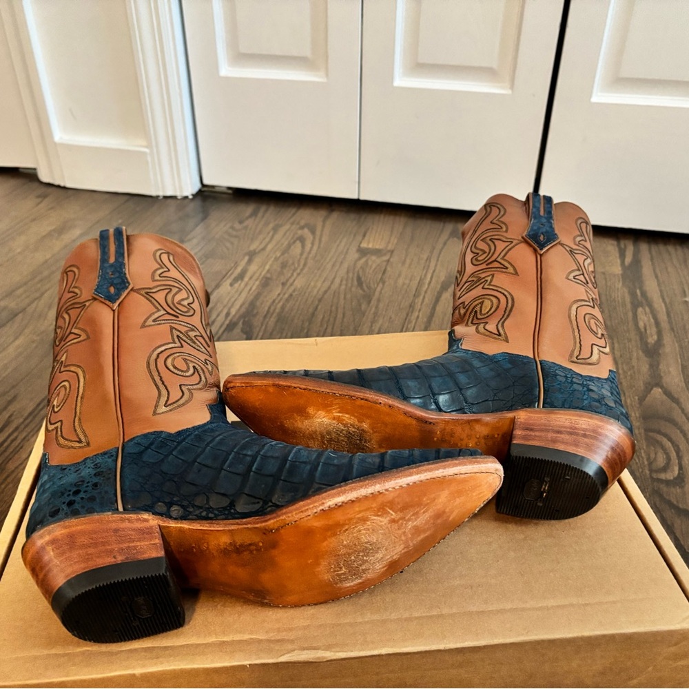 Kemo Sabe Dundee Blue Suede Caiman Boots - Size 9.5M - Picture 5 of 6